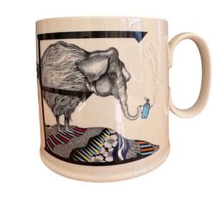 Anthropologie Florence Balducci Elephant Mug Whimsical Art Coffee‎ Cup Stoneware